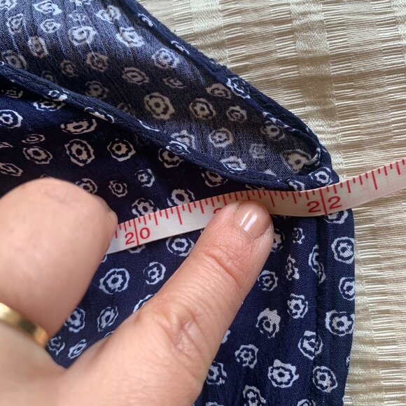 VTG 90s navy white button up dress midi maxi pipping pockets European 38 boho - Picture 6 of 7